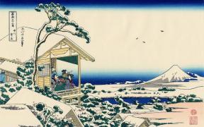 Hokusai, Śnieżny poranek w Koishikawie (domena publiczna)